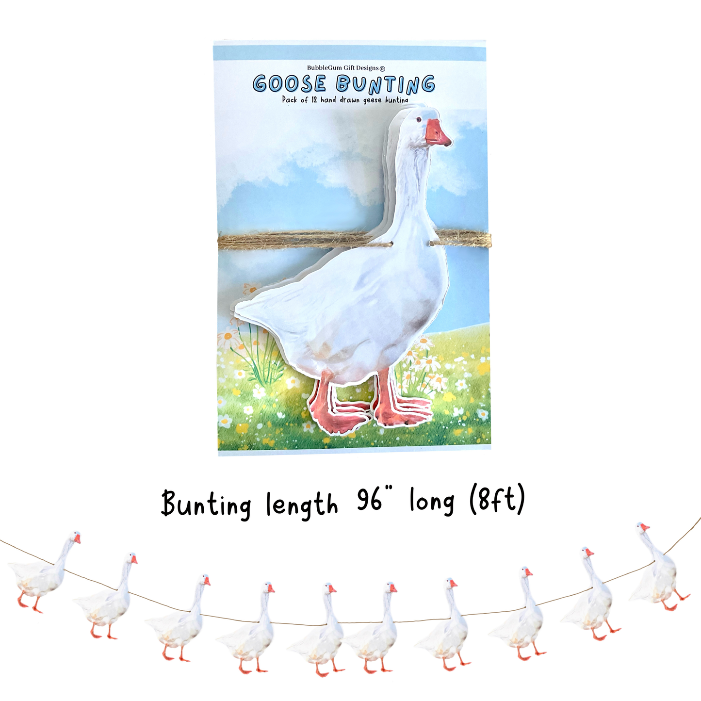 One Silly Goose Birthday Bunting Hand-Drawn White Goose Garland Farm Animal Party Decorations