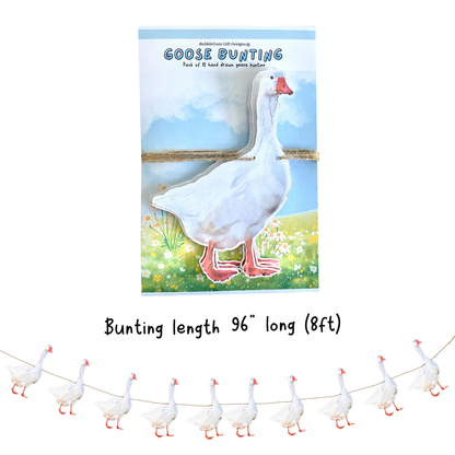 One Silly Goose Birthday Bunting Hand-Drawn White Goose Garland Farm Animal Party Decorations