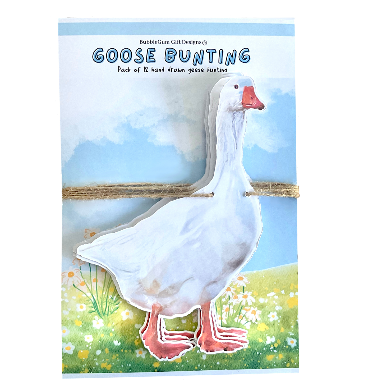One Silly Goose Birthday Bunting Hand-Drawn White Goose Garland Farm Animal Party Decorations