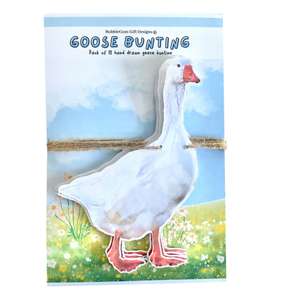 One Silly Goose Birthday Bunting Hand-Drawn White Goose Garland Farm Animal Party Decorations