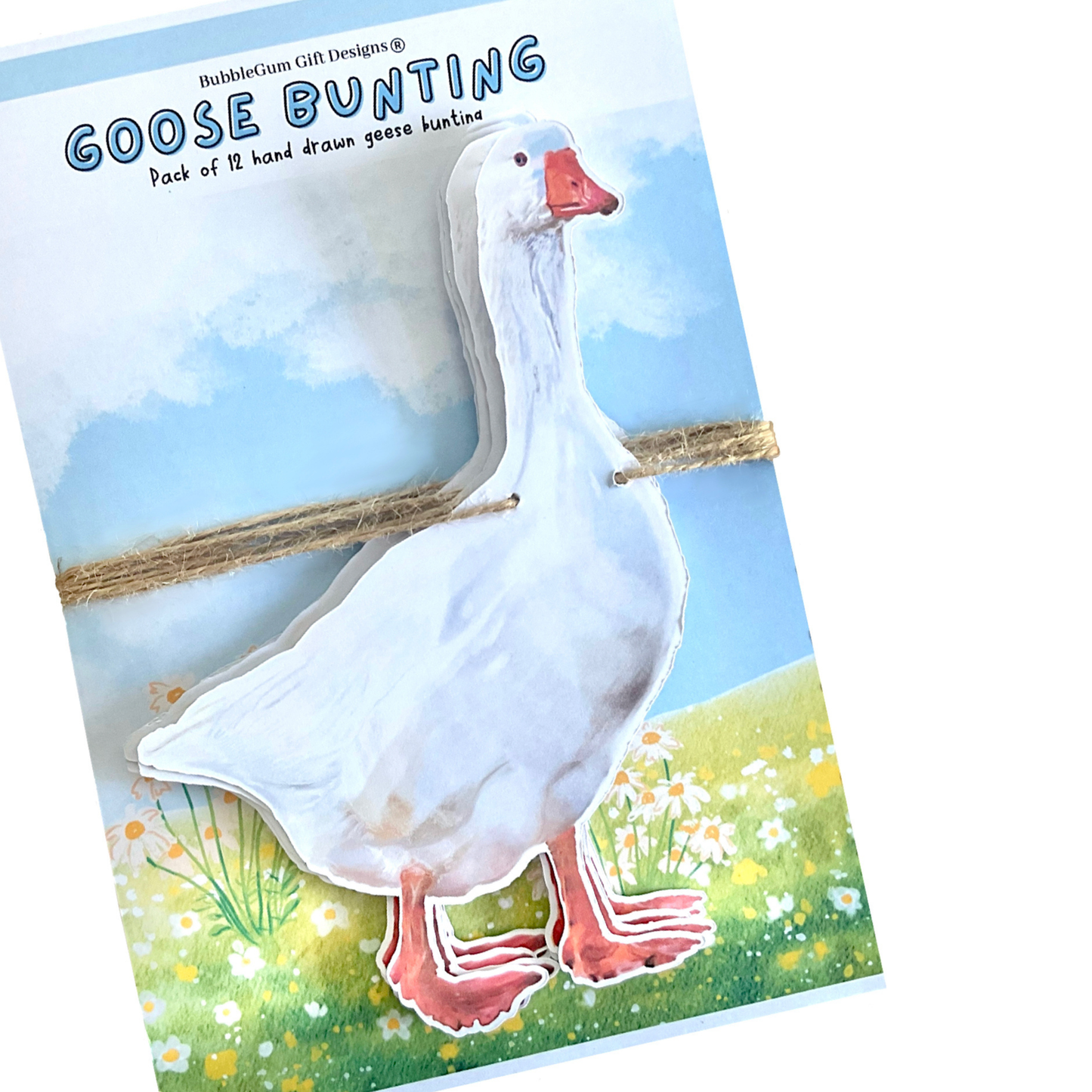 One Silly Goose Birthday Bunting Hand-Drawn White Goose Garland Farm Animal Party Decorations
