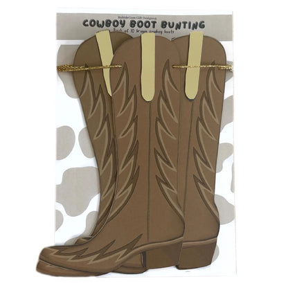 Cowboy boots bunting Brown wild west boots garland First rodeo birthday decorations Custom boot strap - suede, gold or cow print 1x12