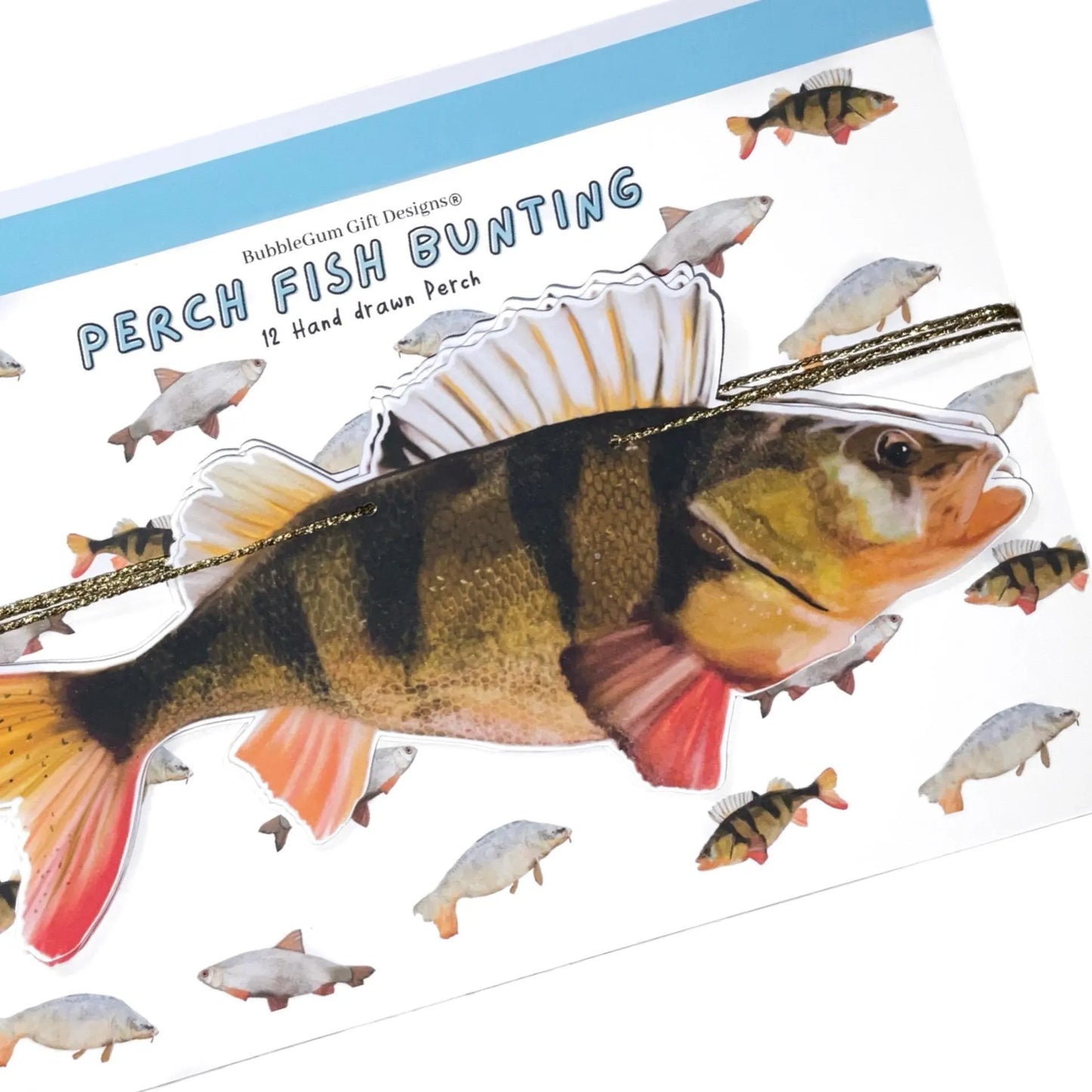 Fish decor bunting Funny freshwater fish garland for dad husband birthday party Hand drawn novelty fish decorations Carp, Perch or Roach