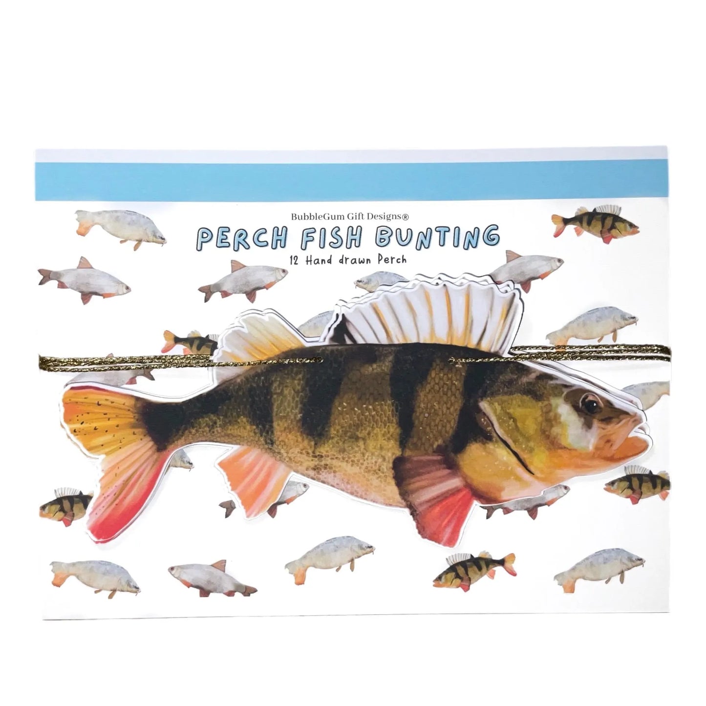 Fish decor bunting Funny freshwater fish garland for dad husband birthday party Hand drawn novelty fish decorations Carp, Perch or Roach