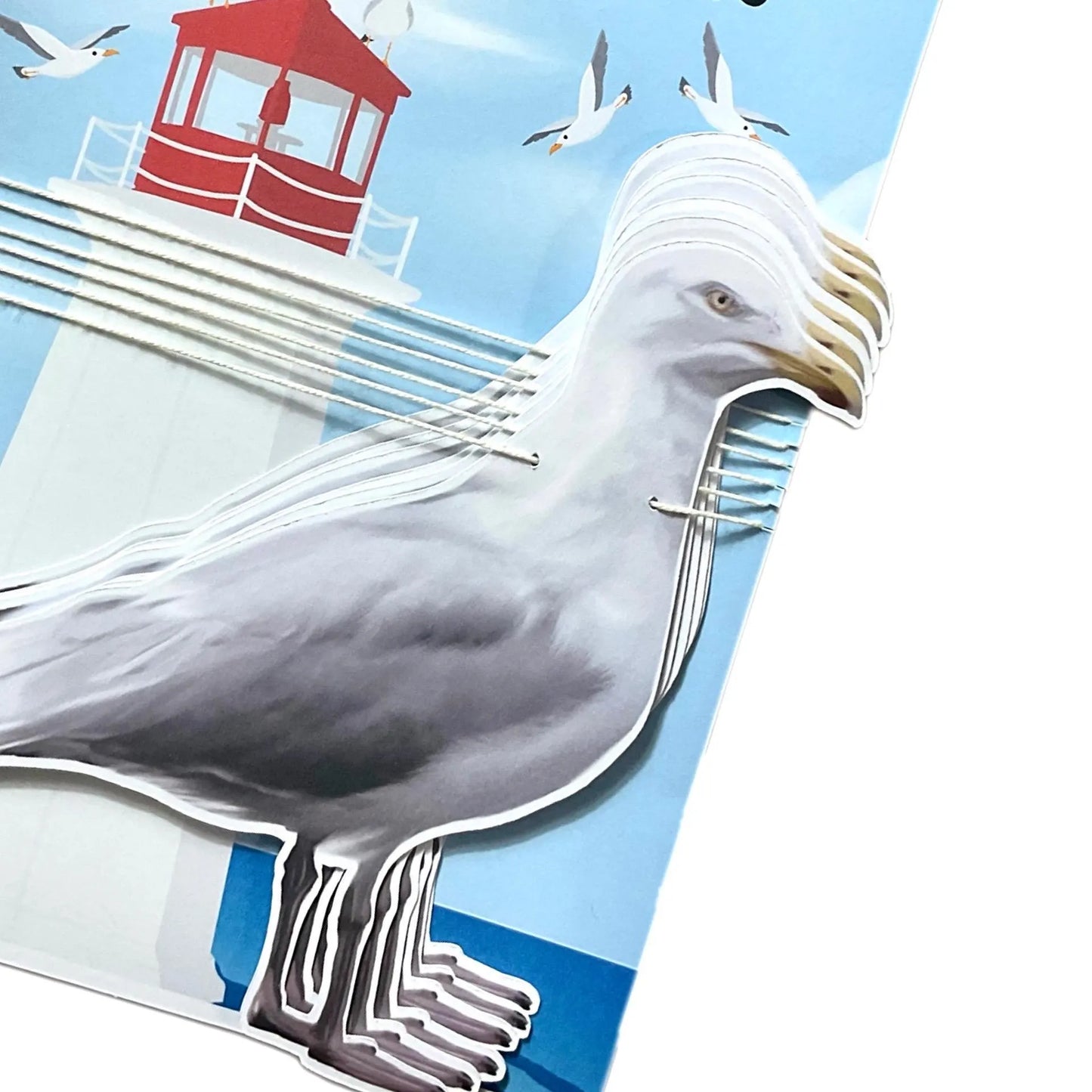 Seagull bunting seaside decor, Funny hand drawn seagulls print wall decoration, Nautical coastal beach party hanging bird garland