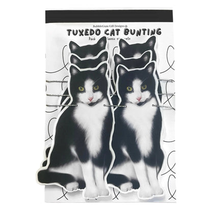 Tuxedo cat theme party banner Black and white kitty cat birthday party decorations Realistic hand drawn pet lover cat illustration