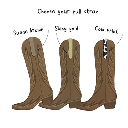 Cowboy boots bunting Brown wild west boots garland First rodeo birthday decorations Custom boot strap - suede, gold or cow print 1x12