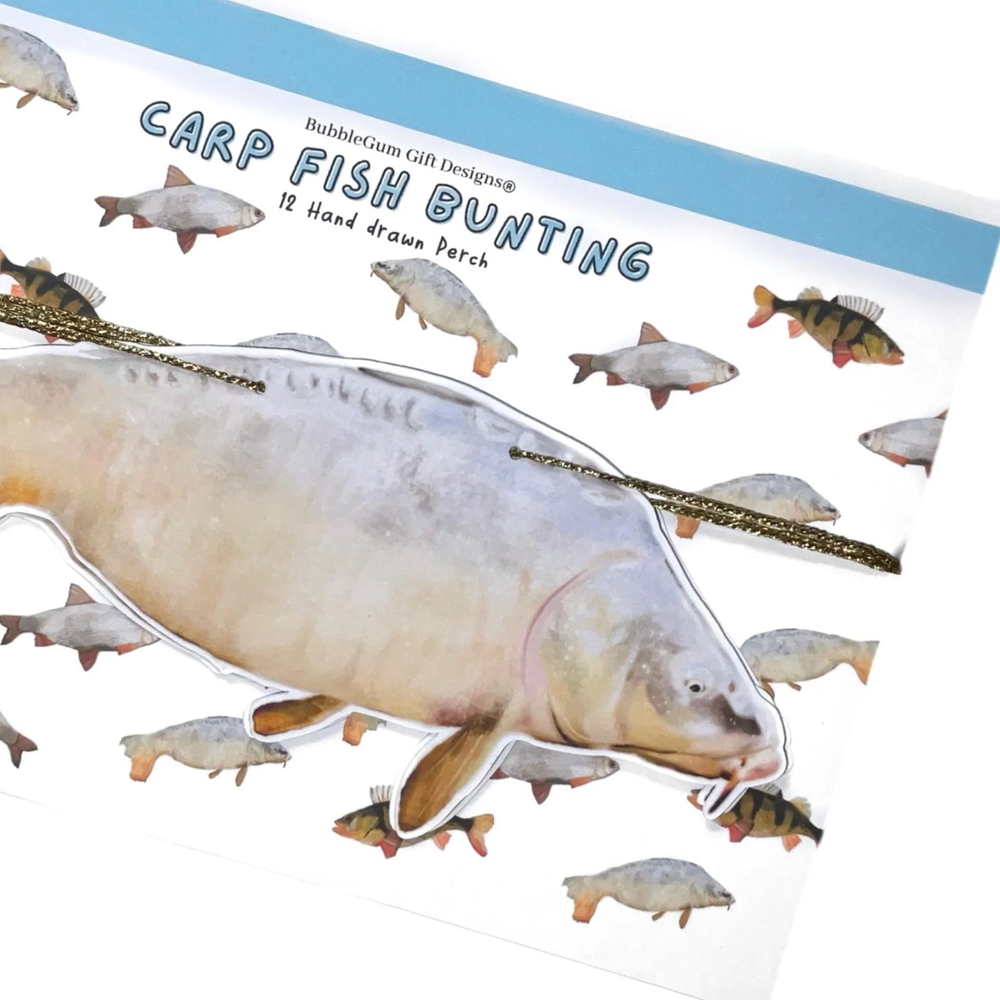 Fish decor bunting Funny freshwater fish garland for dad husband birthday party Hand drawn novelty fish decorations Carp, Perch or Roach