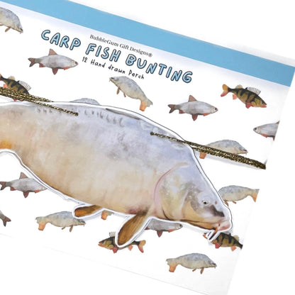 Fish decor bunting Funny freshwater fish garland for dad husband birthday party Hand drawn novelty fish decorations Carp, Perch or Roach