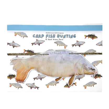 Fish decor bunting Funny freshwater fish garland for dad husband birthday party Hand drawn novelty fish decorations Carp, Perch or Roach