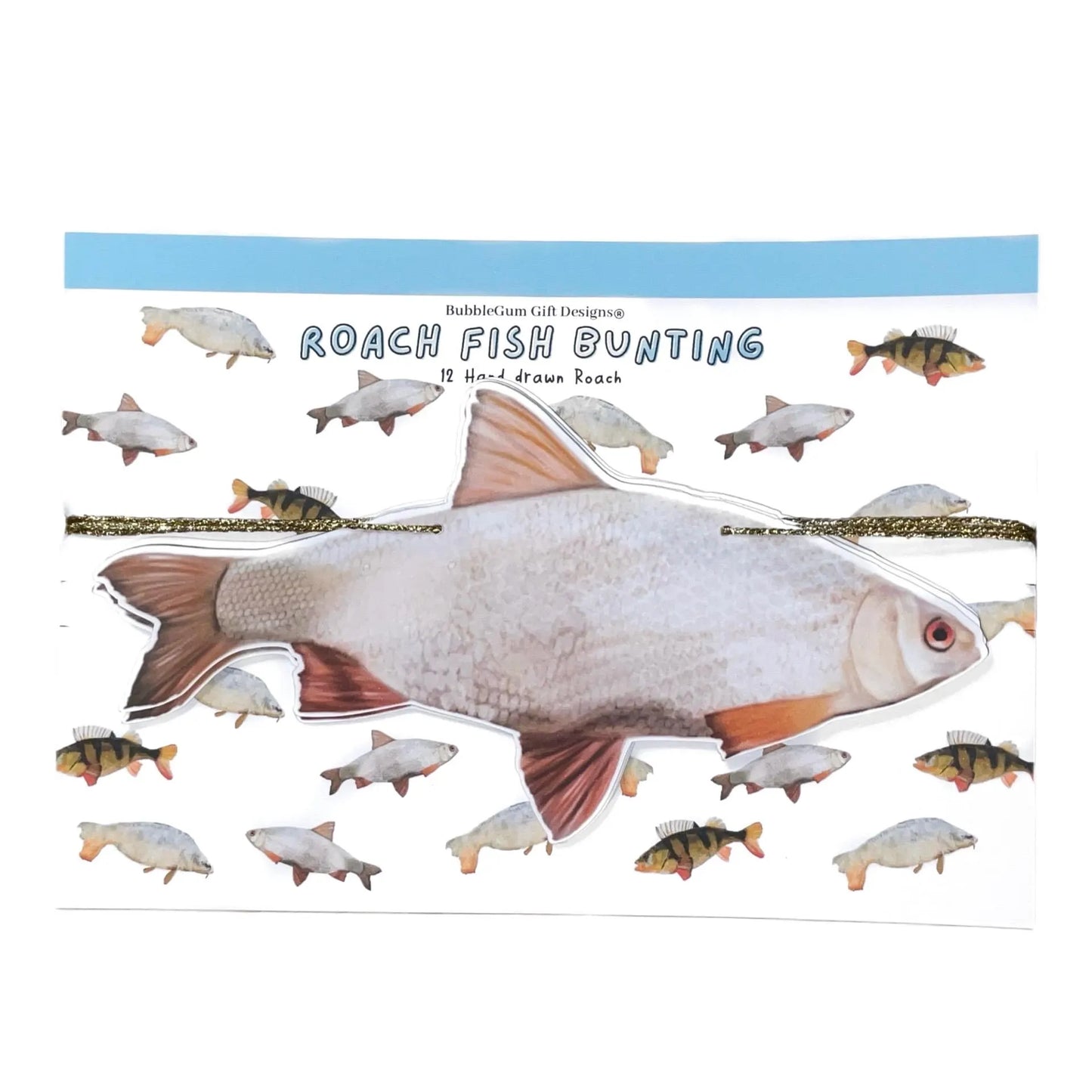 Fish decor bunting Funny freshwater fish garland for dad husband birthday party Hand drawn novelty fish decorations Carp, Perch or Roach