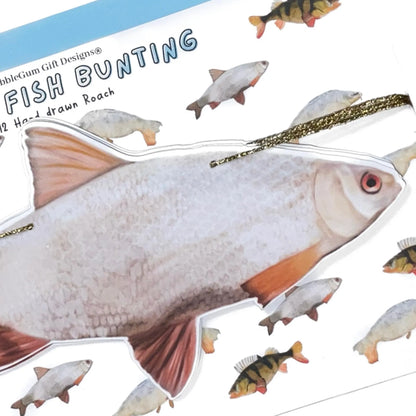 Fish decor bunting Funny freshwater fish garland for dad husband birthday party Hand drawn novelty fish decorations Carp, Perch or Roach