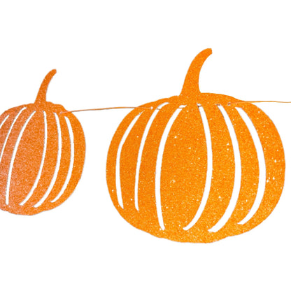 Bright neon orange glitter pumpkin Bunting Retro Halloween decorations 1x12