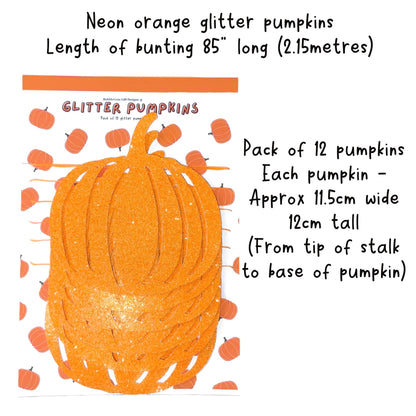 Bright neon orange glitter pumpkin Bunting Retro Halloween decorations 1x12
