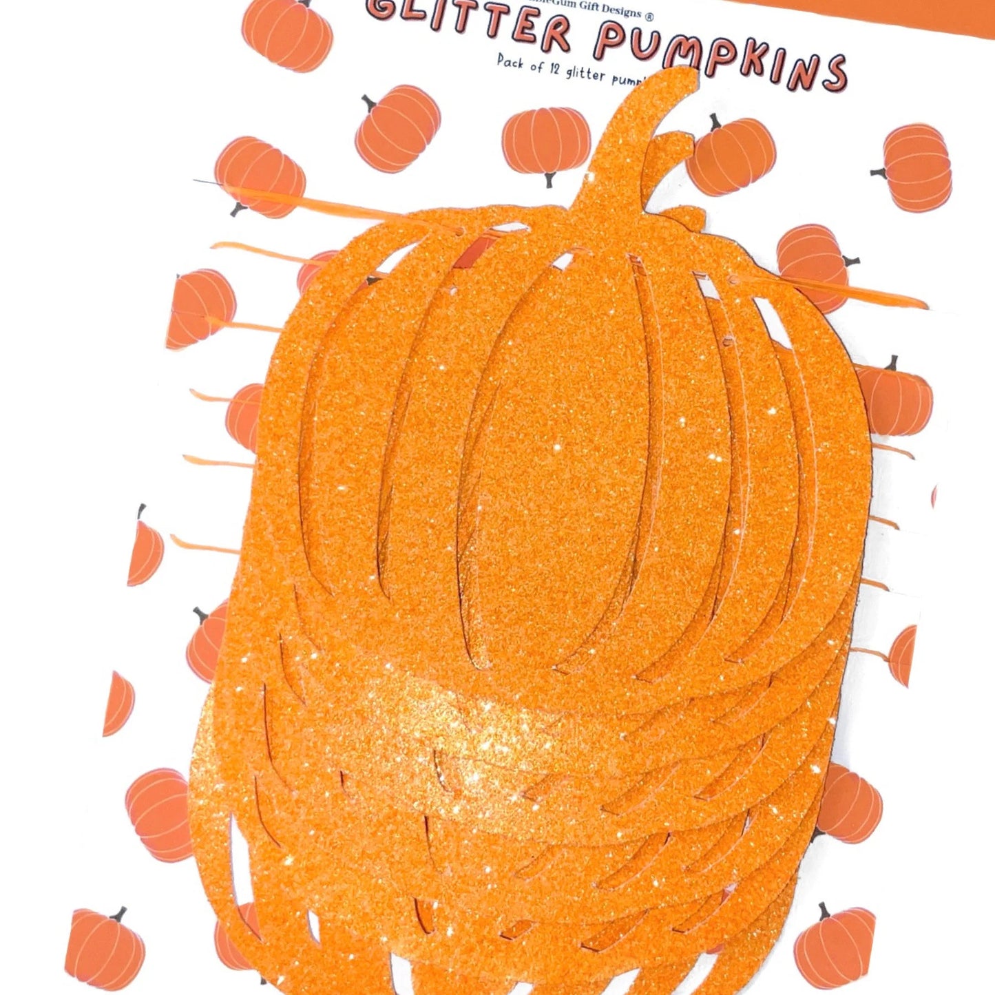 Bright neon orange glitter pumpkin Bunting Retro Halloween decorations 1x12