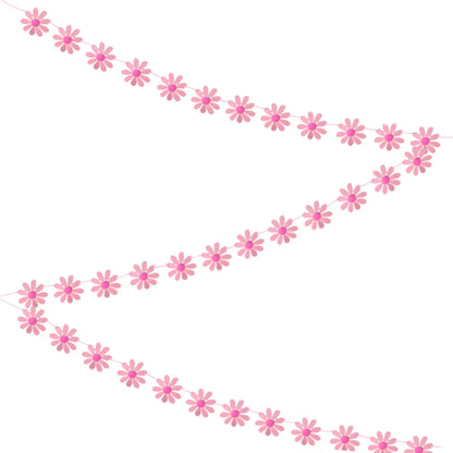 Daisy flower mini bunting with pink petals and pom pom floral daisy decoration pink daisies