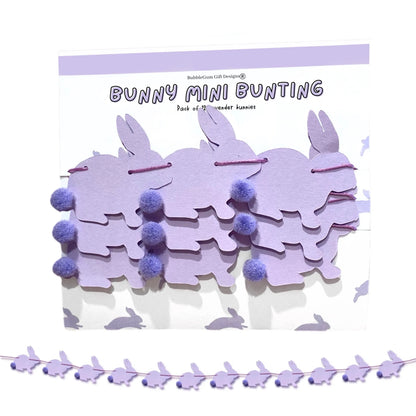 Mini purple bunny garland, Bunny rabbit Easter garland, Pastel purple bunnies with cute pom pom tails