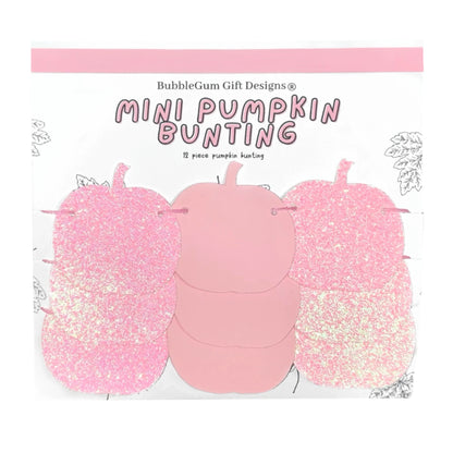 Mini pumpkin bunting pastel pink and pink glitter pink Halloween party pink Autumn fall pink Halloween decorations pumpkin garland cute