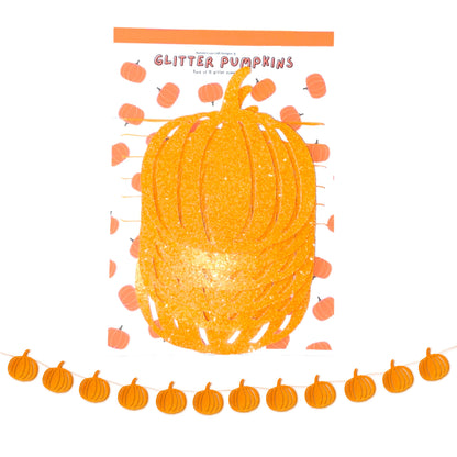 Bright neon orange glitter pumpkin Bunting Retro Halloween decorations 1x12