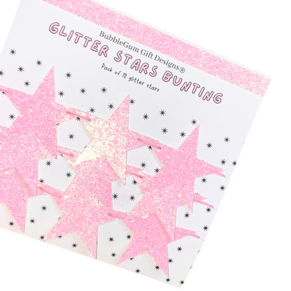 Pink Christmas glitter stars mini bunting seasonal fireplace decor pink star garland party shelf cute hanging stars sparkly decorations