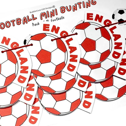 Football mini bunting England wording red and white sport party decorations football themed Championship footy fan garland World Cup