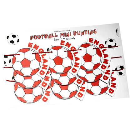 Football mini bunting England wording red and white sport party decorations football themed Championship footy fan garland World Cup