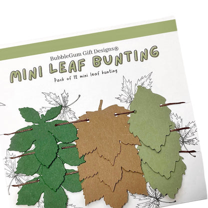 Mini leaf bunting Autumn decor, Chestnut tree Sycamore Sage green Birch tree, Leaf garland mini bunting Fall decorations for shelf decor