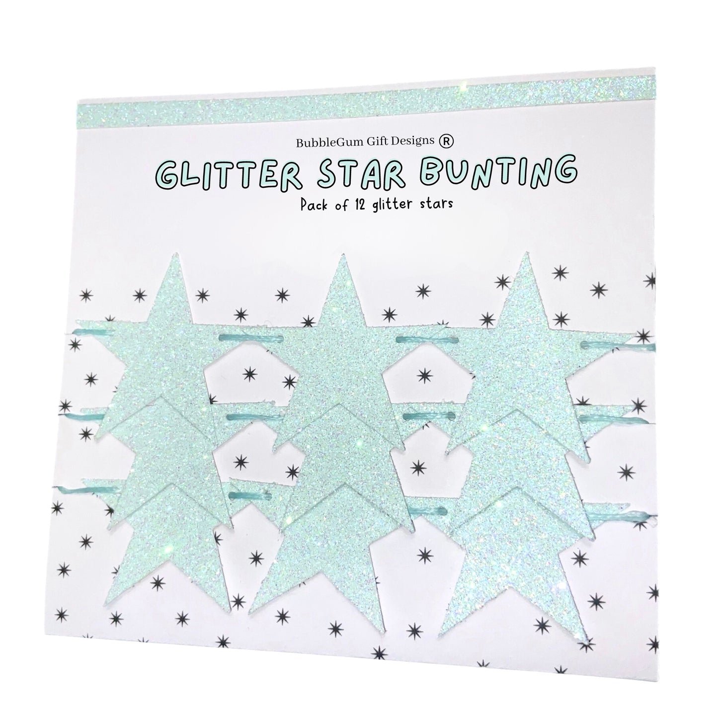 Light blue glitter star garland, Celestial baby shower bunting with 2 sizes available