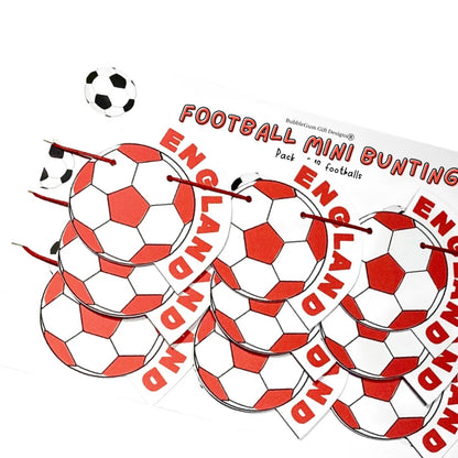 Football mini bunting England wording red and white sport party decorations football themed Championship footy fan garland World Cup