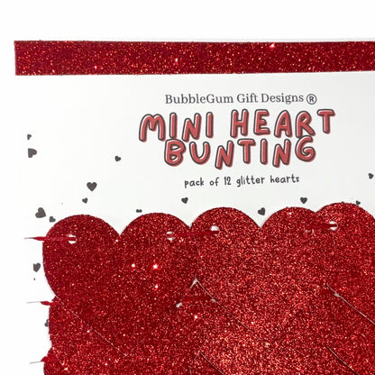 Mini red glitter heart garland, Sparkly hanging hearts kids Valentines day decor, Cute Valentines garland