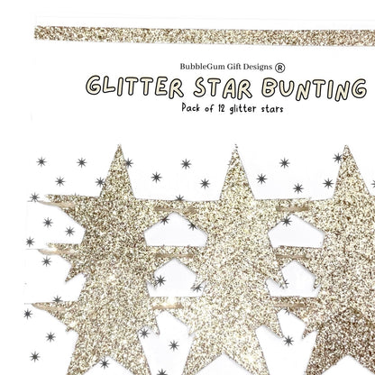 Champagne glitter star banner, Boho bridal shower decorations, Brunch and bubbly glitter star garland, Hanging stars bunting