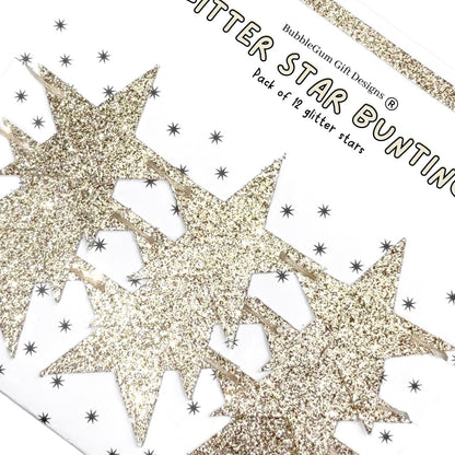 Champagne glitter star banner, Boho bridal shower decorations, Brunch and bubbly glitter star garland, Hanging stars bunting