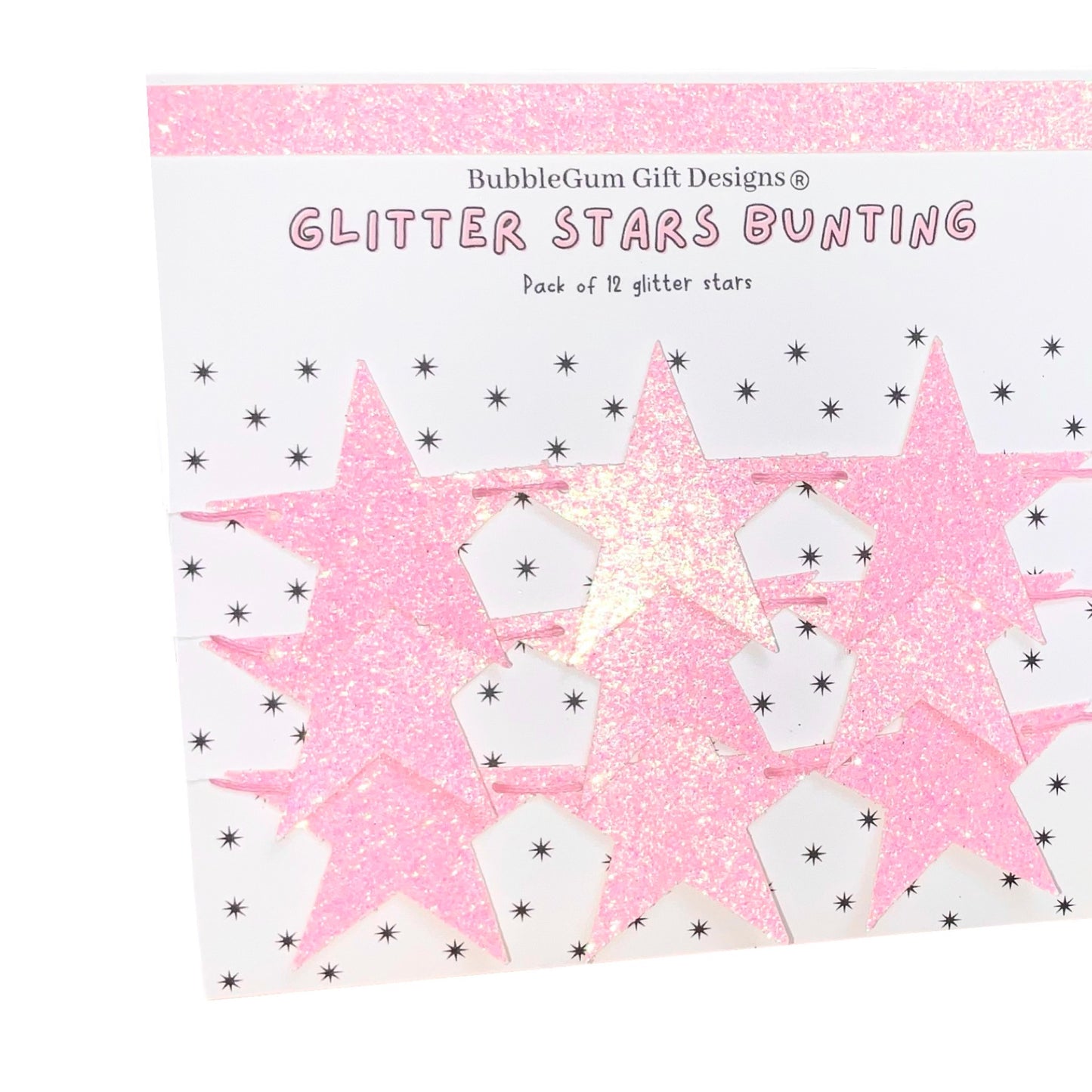 Pink Christmas glitter stars mini bunting seasonal fireplace decor pink star garland party shelf cute hanging stars sparkly decorations