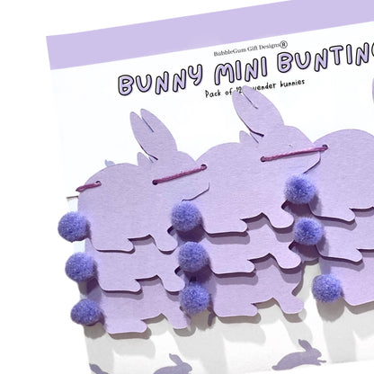 Mini purple bunny garland, Bunny rabbit Easter garland, Pastel purple bunnies with cute pom pom tails