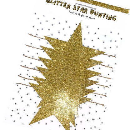 Gold glitter stars garland, New Years Eve celestial decorations, Sparkly gold Christmas stars, 2 sizes available