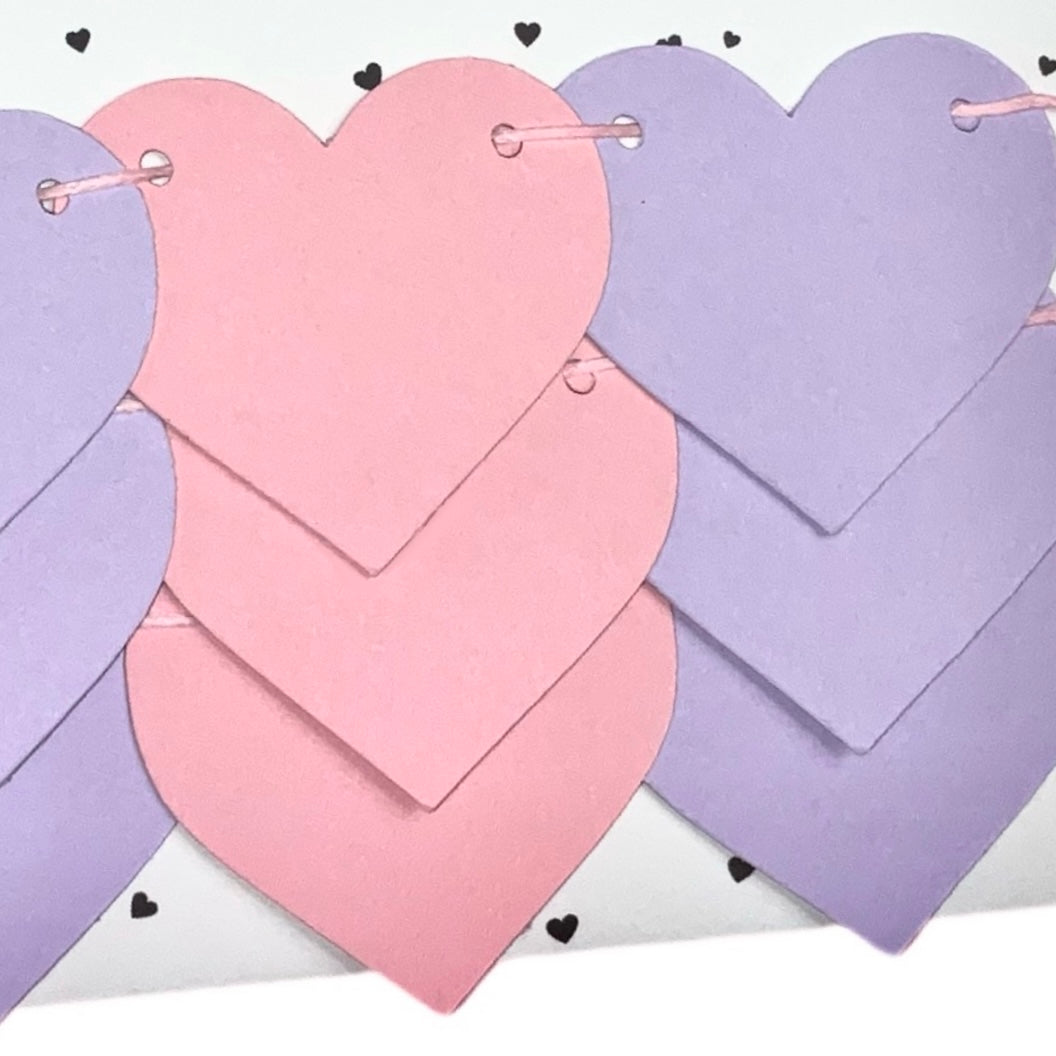 Heart garland Date night ideas heart mini bunting Pink and purple heart decoration love hearts garland for the two of us