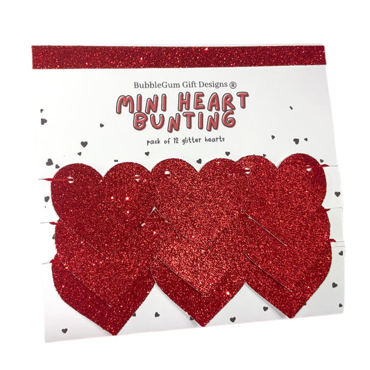 Mini red glitter heart garland, Sparkly hanging hearts kids Valentines day decor, Cute Valentines garland