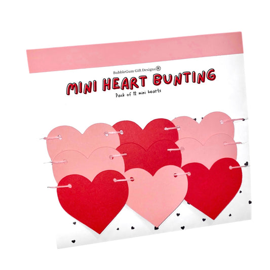 Mini bunting love hearts red and pink Valentines love decorations