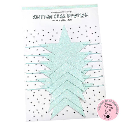 Light blue glitter star garland, Celestial baby shower bunting with 2 sizes available