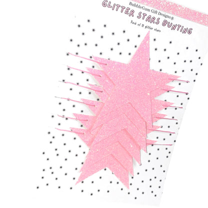 Pink Christmas glitter stars mini bunting seasonal fireplace decor pink star garland party shelf cute hanging stars sparkly decorations