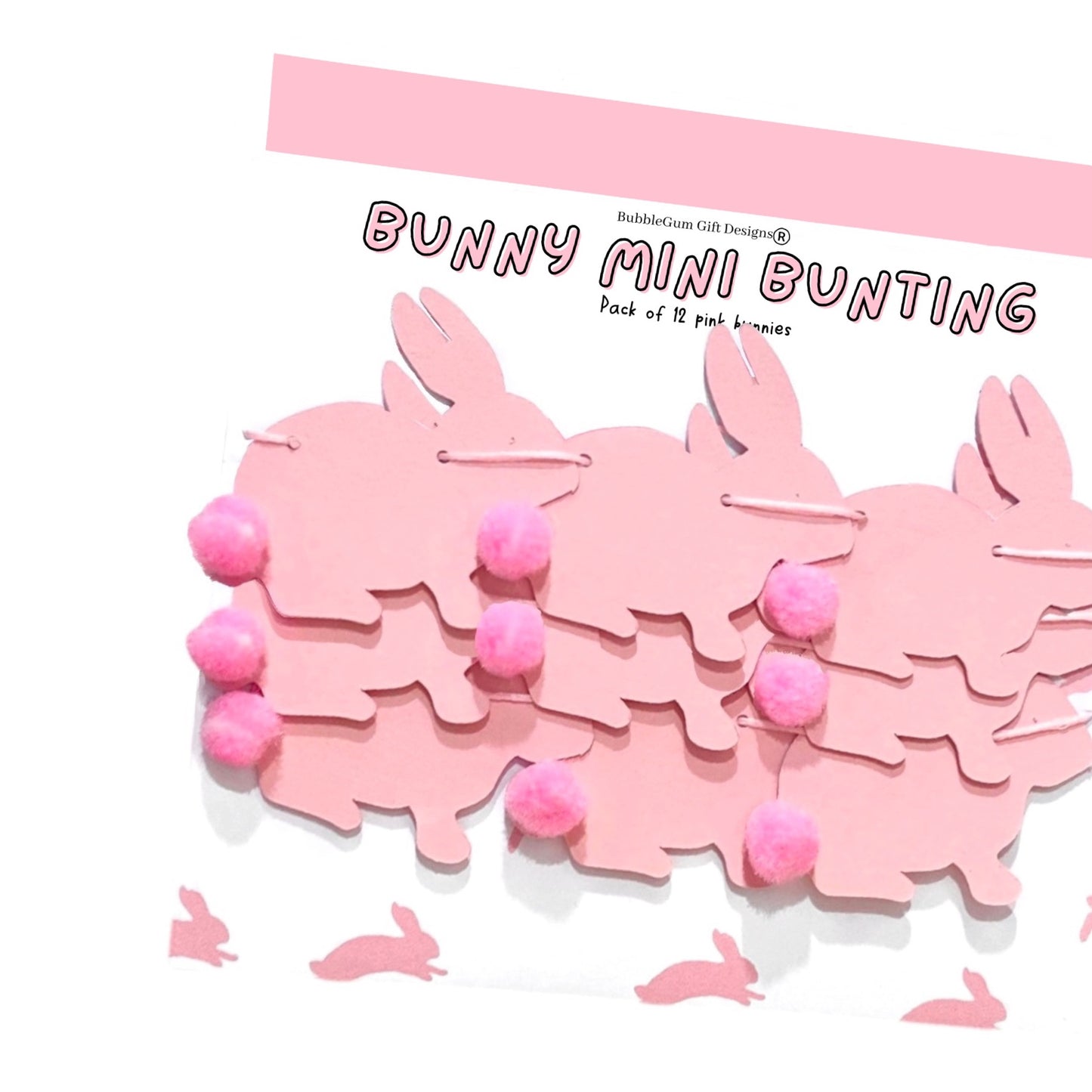 Pink rabbits Easter decoration Spring bunnies fluffy pink Pom Pom tails