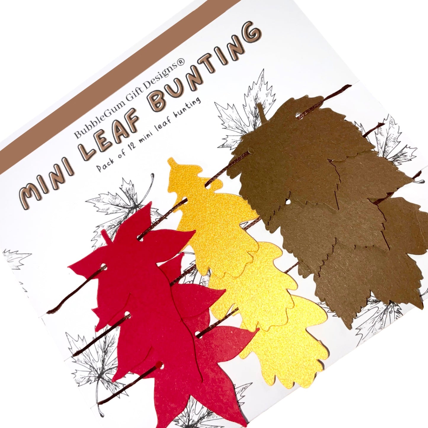 Mini garland Autumn leaves, red sweet gum, golden oak, brown sycamore bunting