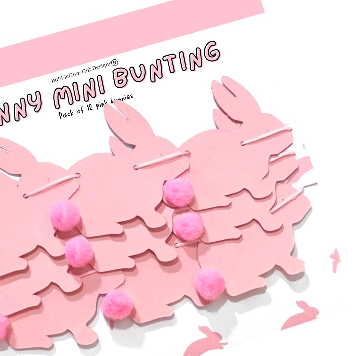 Pink rabbits Easter decoration Spring bunnies fluffy pink Pom Pom tails