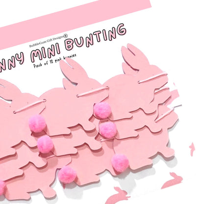 Pink rabbits Easter decoration Spring bunnies fluffy pink Pom Pom tails