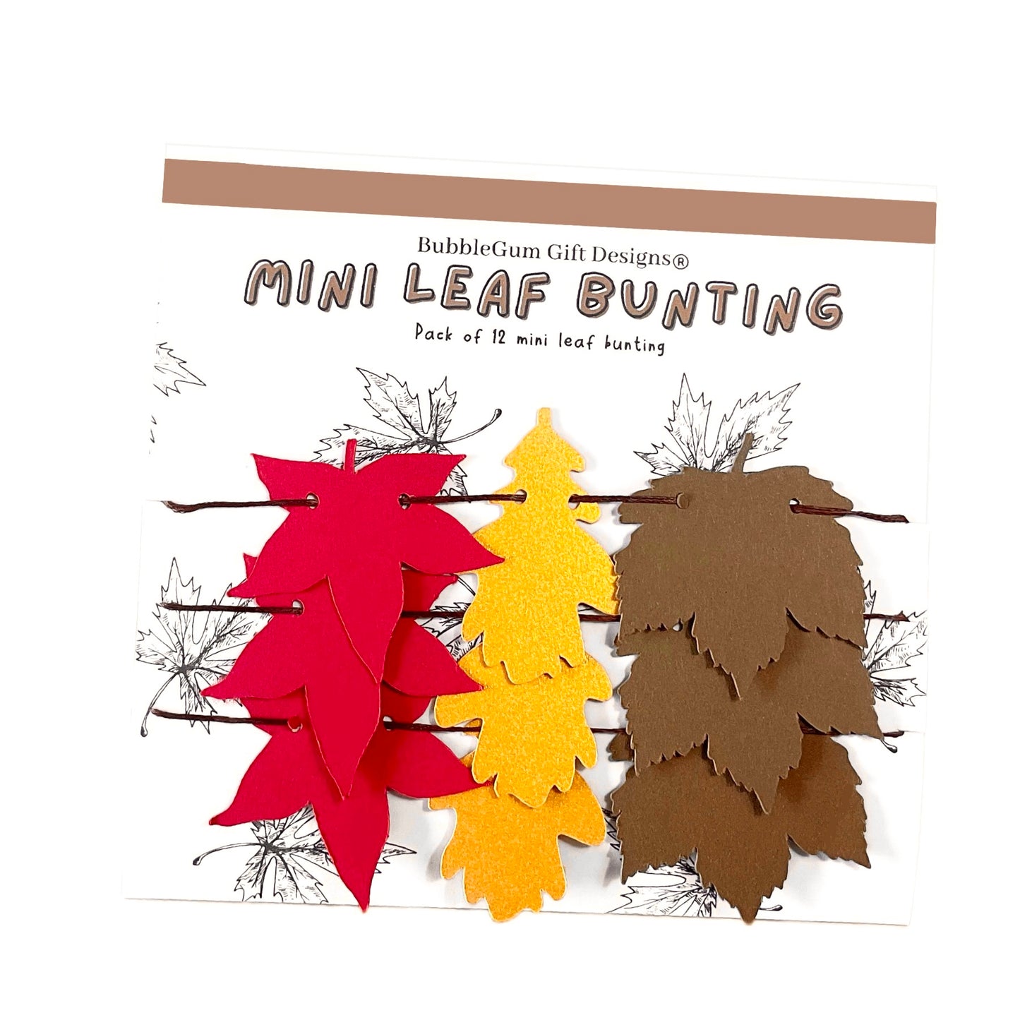 Mini garland Autumn leaves, red sweet gum, golden oak, brown sycamore bunting