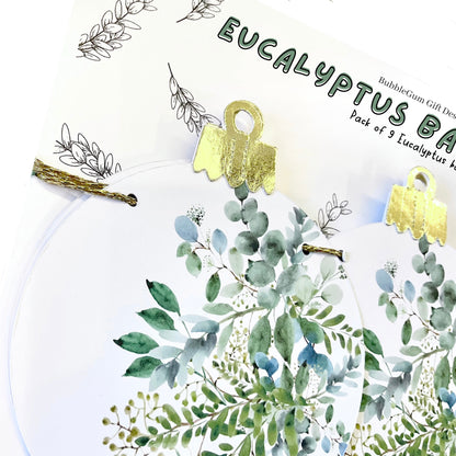 Eucalyptus Christmas bauble paper garland, Green foliage watercolour Christmas decoration bauble shaped