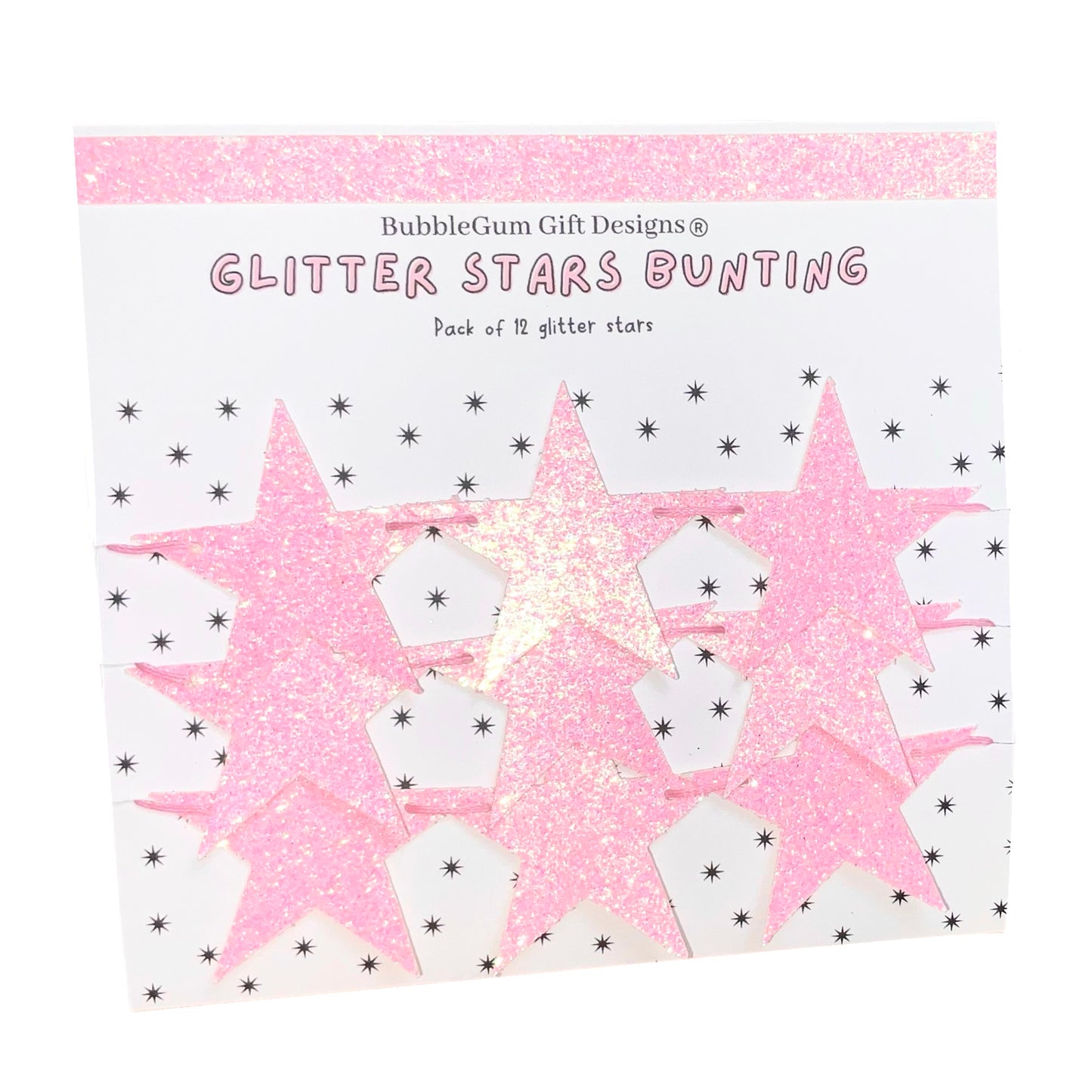 Pink Christmas glitter stars mini bunting seasonal fireplace decor pink star garland party shelf cute hanging stars sparkly decorations