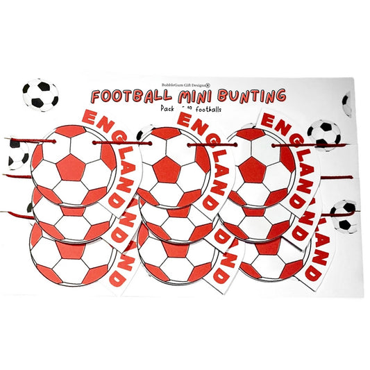 Football mini bunting England wording red and white sport party decorations football themed Championship footy fan garland World Cup