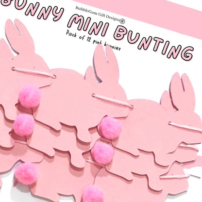 Pink rabbits Easter decoration Spring bunnies fluffy pink Pom Pom tails