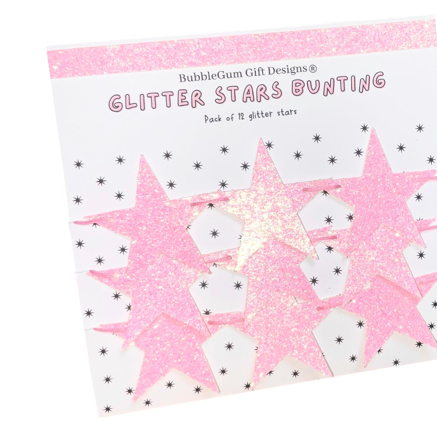 Pink Christmas glitter stars mini bunting seasonal fireplace decor pink star garland party shelf cute hanging stars sparkly decorations